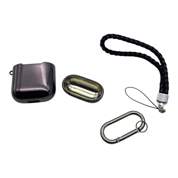 Luxury Plating Protective AirPods Case Cover With Braided Strap & Carabiner Clip - Picture 2 of 4